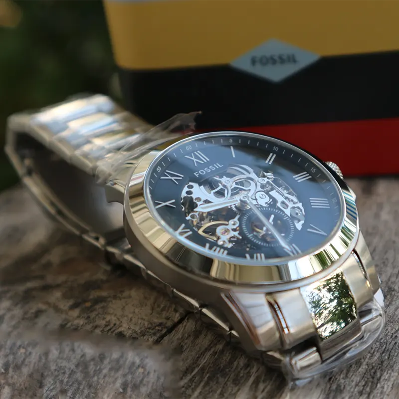 Fossil Grant Automatic Black Skeleton Dial Men's Watch- ME3055